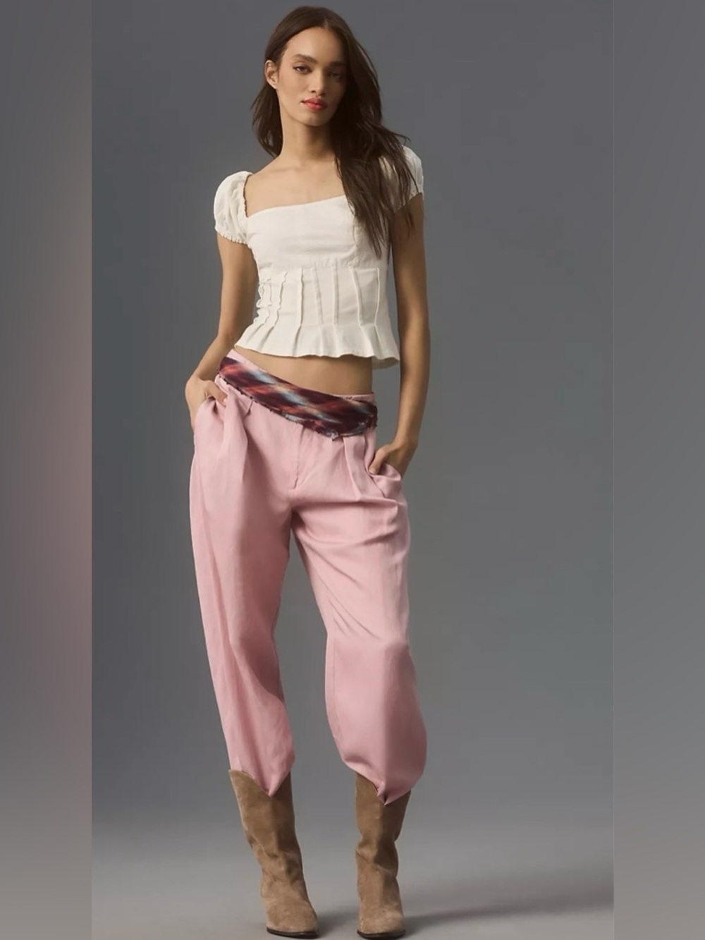 Anthropologie White Puff-Sleeve Square-Neck Tank Top